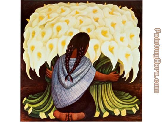 The Flower Seller painting - Diego Rivera The Flower Seller art painting